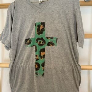 Tultex Heather Gray V-Neck T-Shirt Western chic BOHO COWGIRL